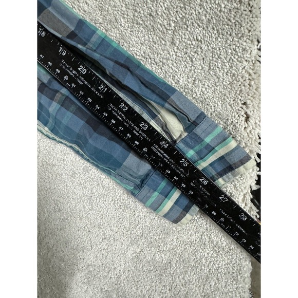Prana Pearl Snap Dress Shirt Mens X-Large Blue Plaid Short Sleeve Button Up EUC - Picture 9 of 9
